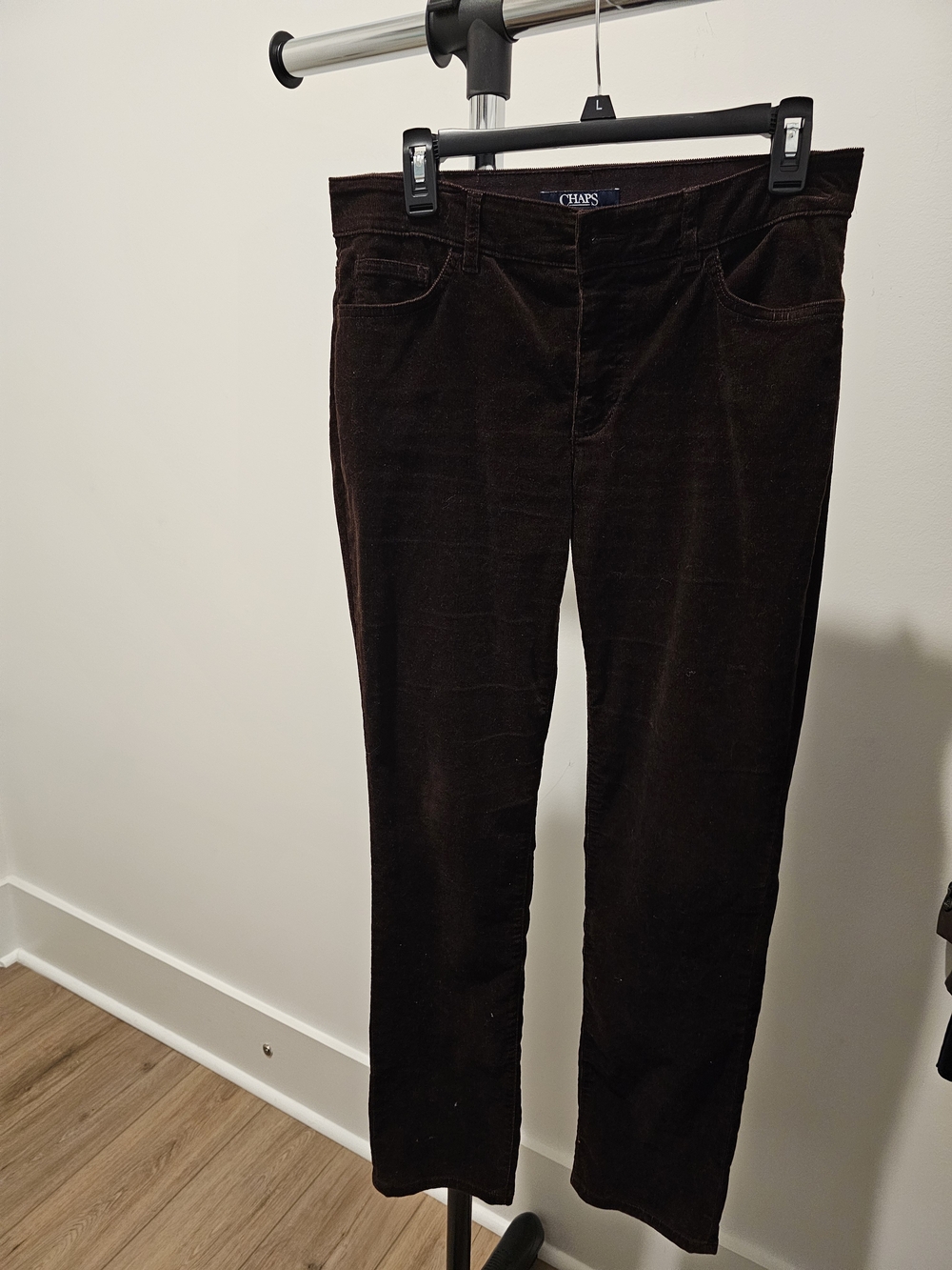 Chaps Dark Brown Corduroy Straight-Leg Pants